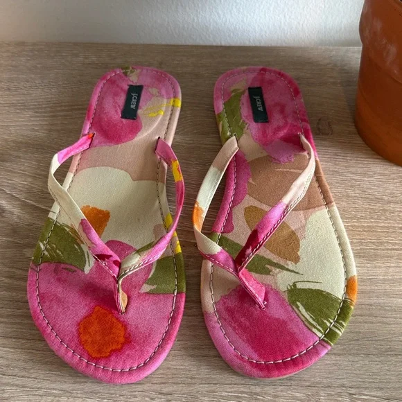 J. Crew Printed Fabric Flip Flop Thong Sandals, 8 - Picture 2 of 6